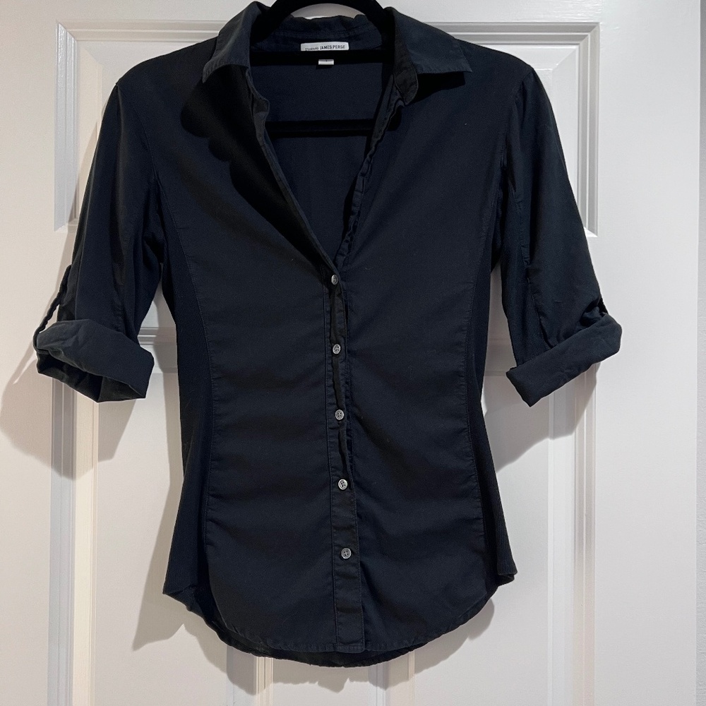 James Perse 'Slub' Side Panel Button Down Top